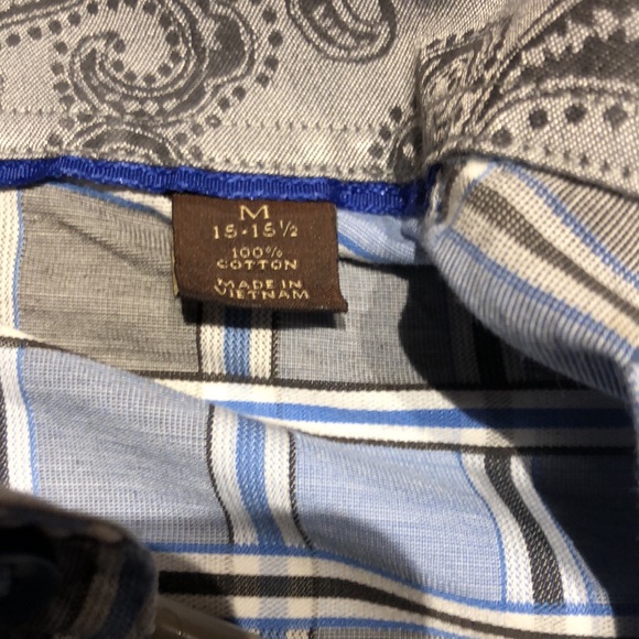 Tasso Elba Plaid Dress Shirt Medium - Picture 4 of 9